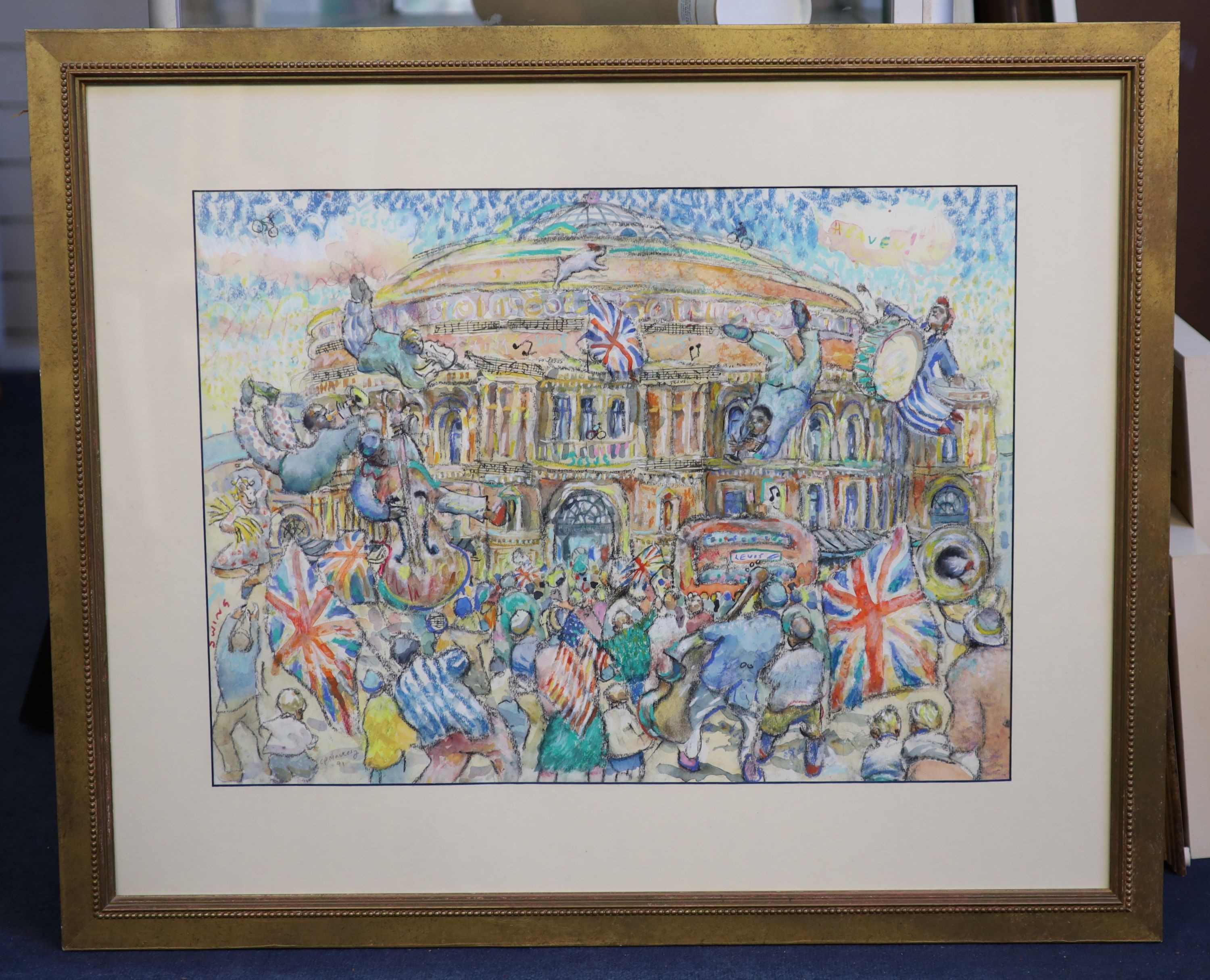 Charles Mackesy (1962-), Royal Albert Hall 2, pastel and watercolour, 45 x 61cm